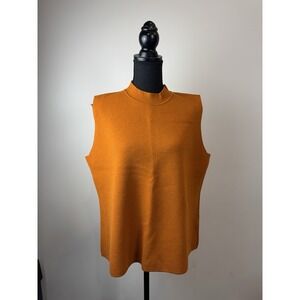 Eileen Fisher Sz 2X Tank Top 100% Wool Funnel Neck Turtleneck Mock Sleeveless